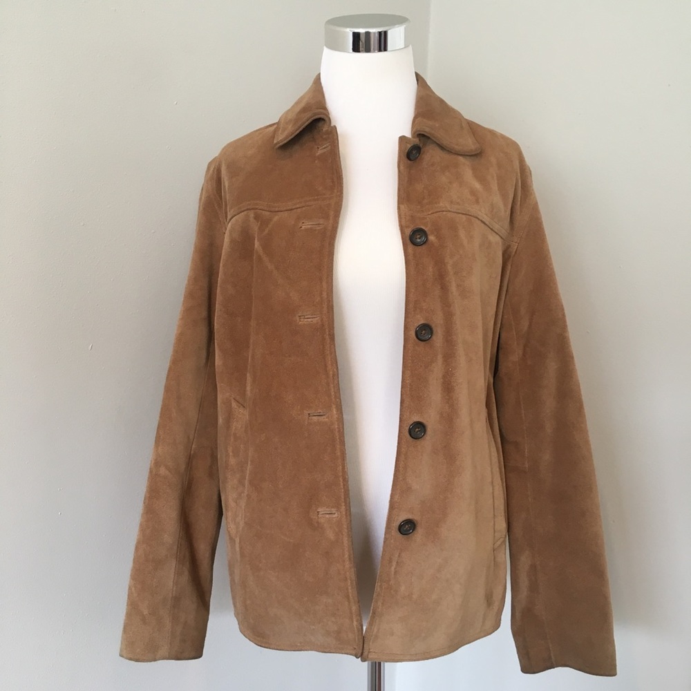 J. Crew Suede 100% Leather Jacket Coat Camel Brown